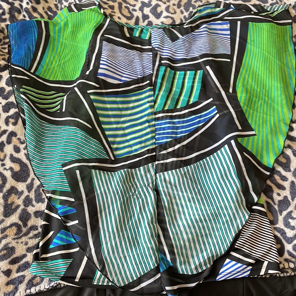 Sophie Multi Watercolor Stripe Double Layer Swing Cami - Picture 3 of 5